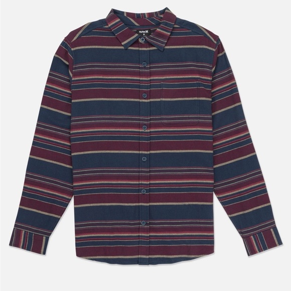 Hurley Portland Organic Flannel Long Sleeve Shirt XXL Armored Navy NEW W Tags - Picture 1 of 3